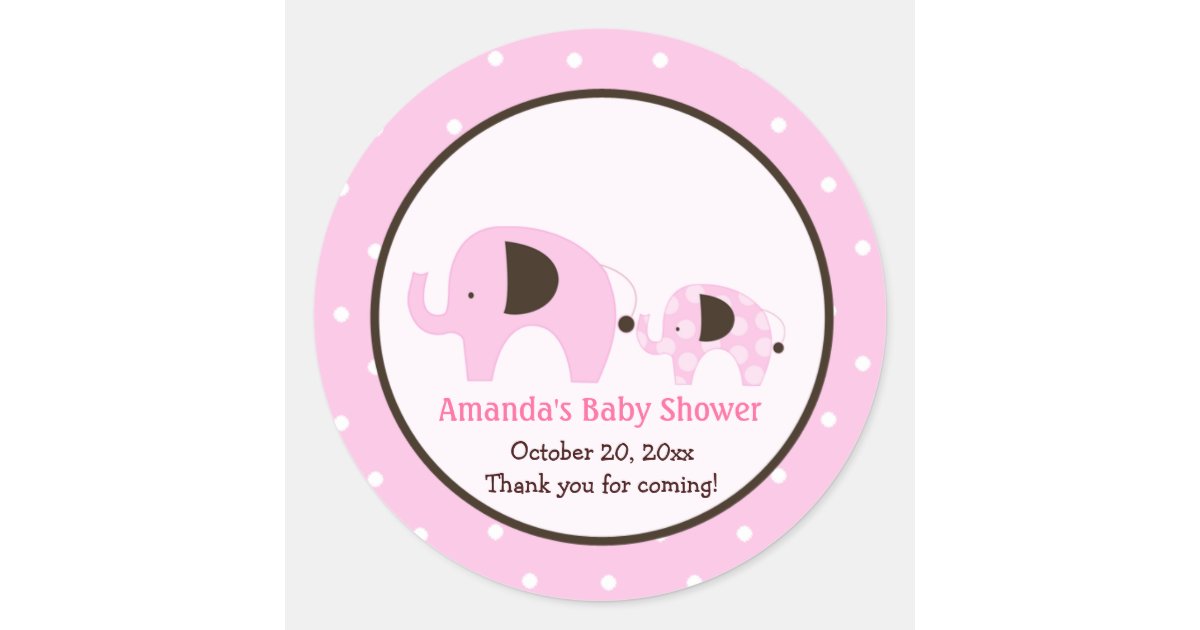 Pink Dot Elephant Round Sticker Zazzle