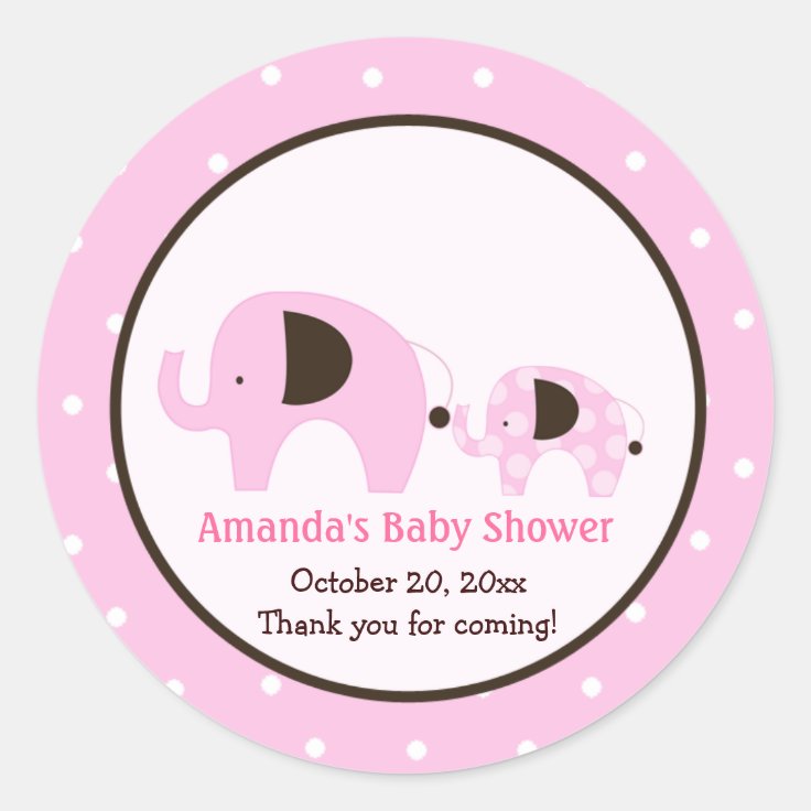 Pink Dot Elephant Round Sticker Zazzle