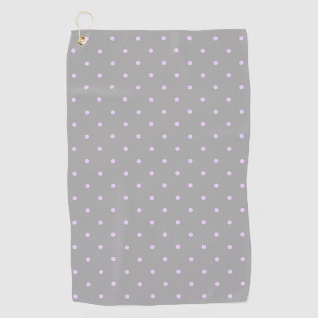 Pink Dot Grey Background Elegant Polka Dot Dotted Golf Towel (Front)