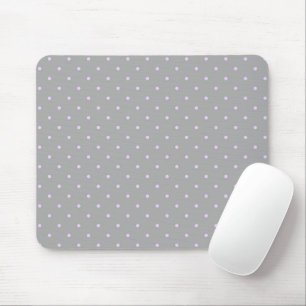 Pink Dot Grey Background Elegant Polka Dot Dotted Mouse Pad