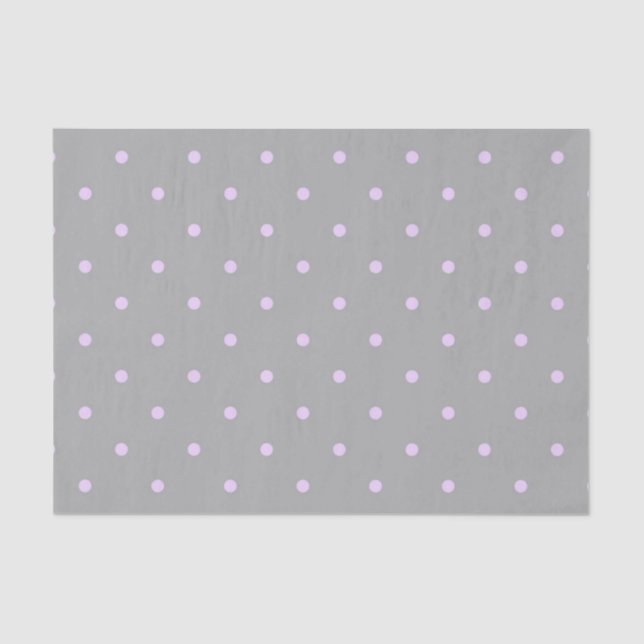 Pink Dot Grey Background Elegant Polka Dot Dotted Tissue Paper (Front)
