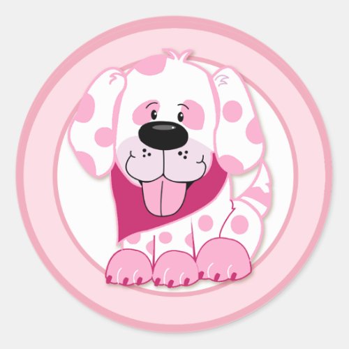 PINK DOT PUPPY DOG Envelope Seals