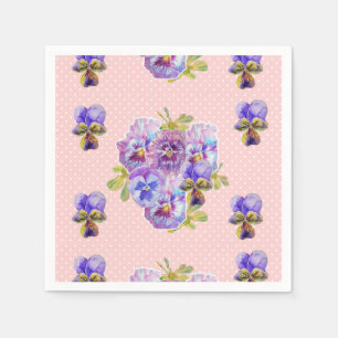 Pink Dot Shabby Chic Pansy Decor Serviette Napkins