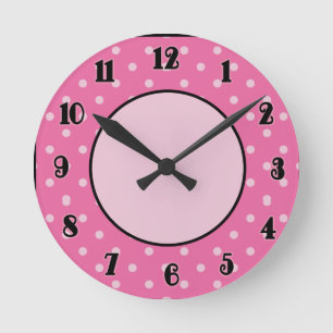 Pink Dots and Black Accents Clock