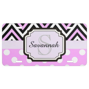 Pink Dots and Chevrons License Plate