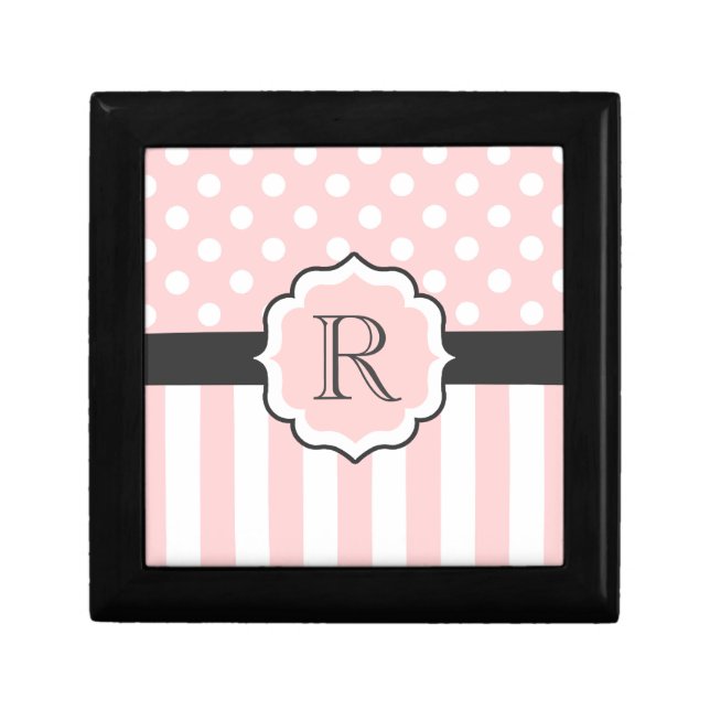 Pink Dots and Stripes Pattern Gift Box (Front)