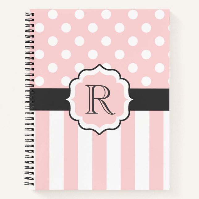 Pink Dots and Stripes Pattern Notebook (Front)
