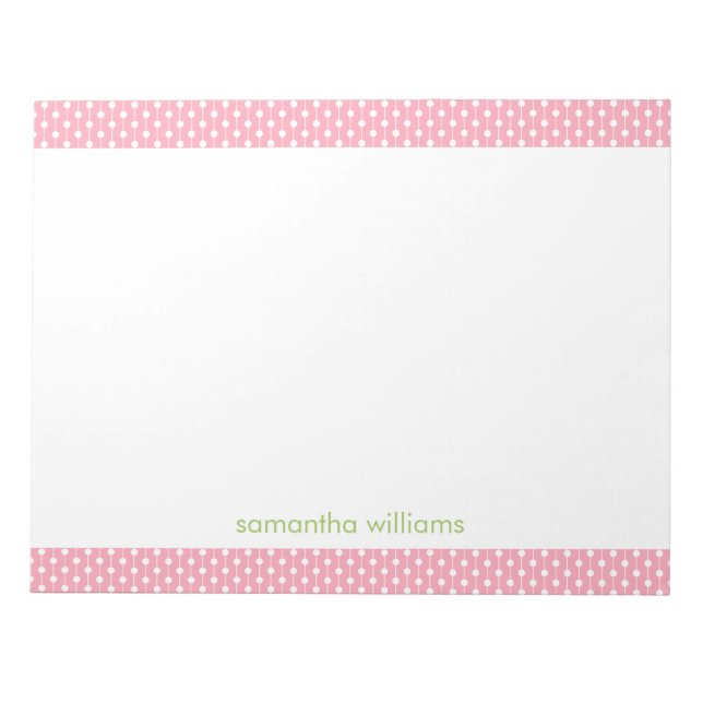Pink Dots and Stripes Pattern Personalized Notepad (Front)