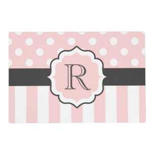 Pink Dots and Stripes Pattern Placemat