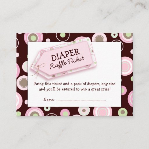 Customizable Pink Dots Baby Shower Diaper Raffle Ticket Insert Business Card Template
