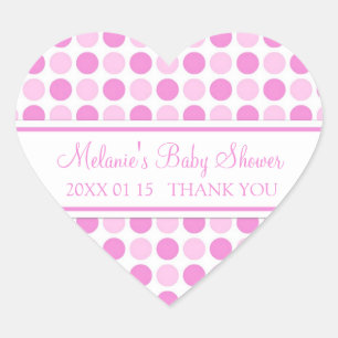 Pink Dots Baby Shower Favor Stickers