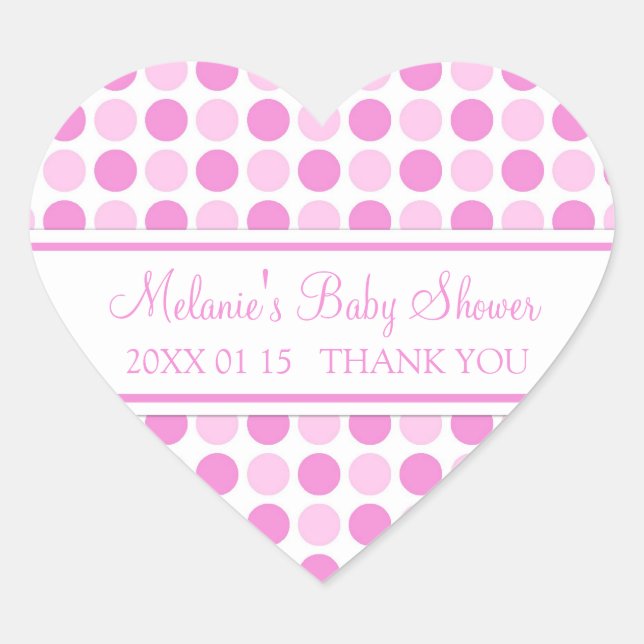 Pink Dots Baby Shower Favor Stickers (Front)