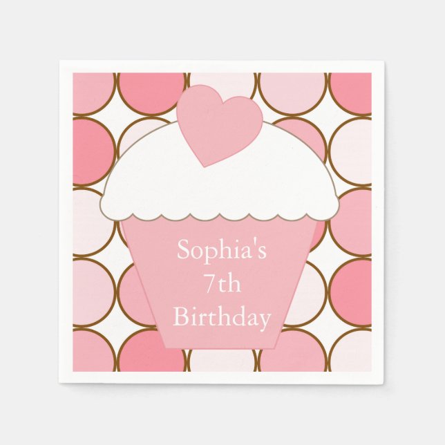 Pink Dots Cupcake Paper Napkins (Front)
