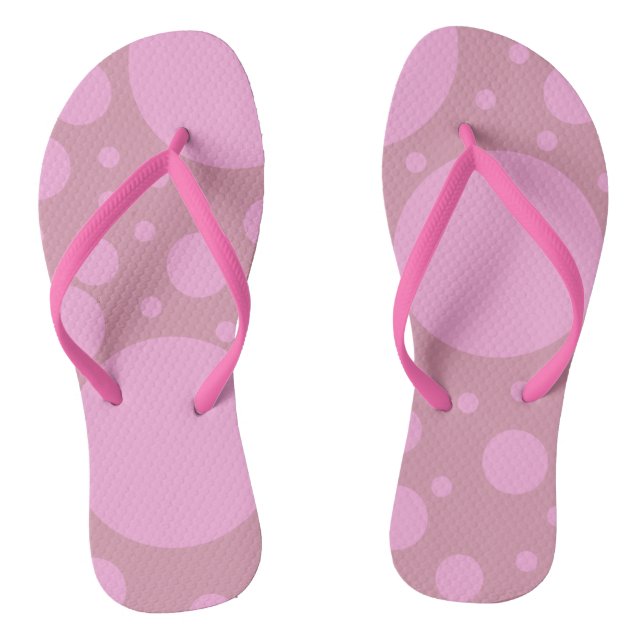 Pink Dots Custom Adult, Slim Straps Flip Flops (Footbed)