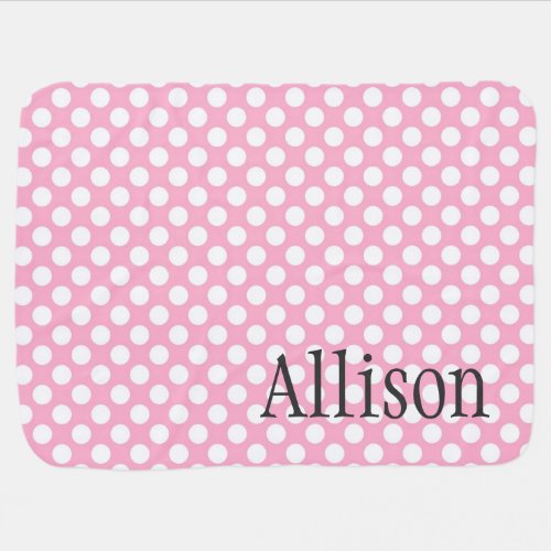 Pink Dots Custom Name Baby Blanket