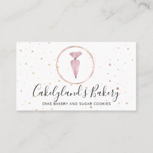 Pink Dots Iconic Watercolor Cake Maker Bakery Business Card