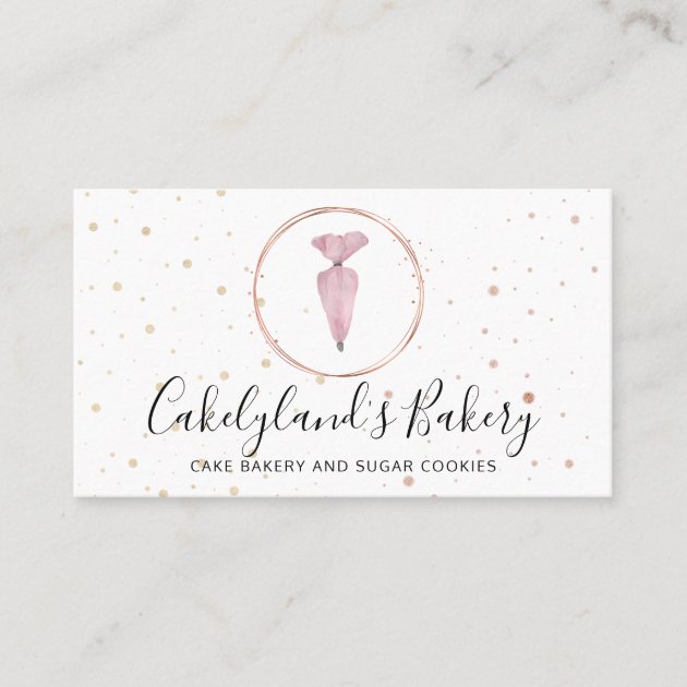 Pink Dots Iconic Watercolor Cake Maker Bakery Business Card