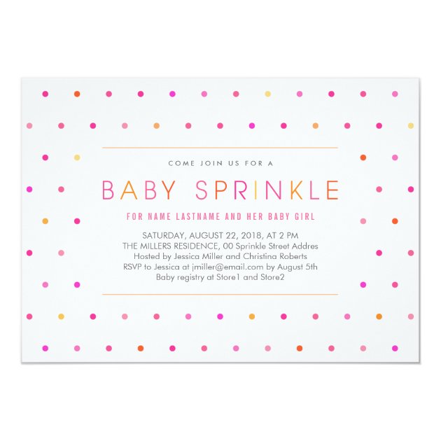 Pink Dots Modern Clean Girl Baby Sprinkle Invite