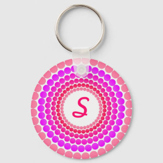 Pink Dots Monogram Keychain