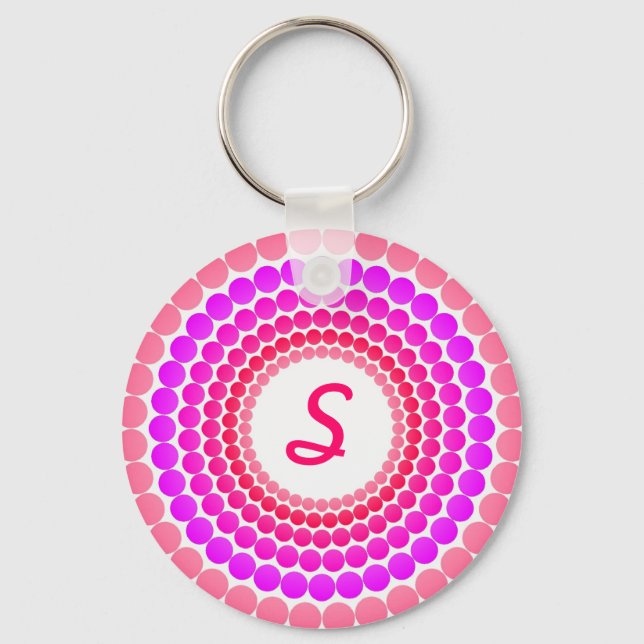 Pink Dots Monogram Keychain (Front)