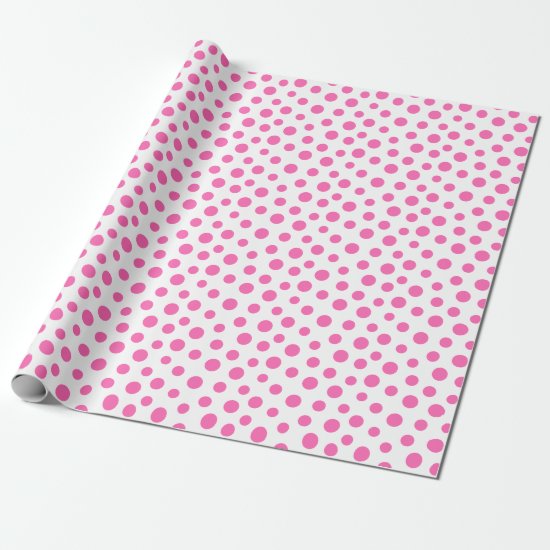 Pink Dots on White Wrapping Paper