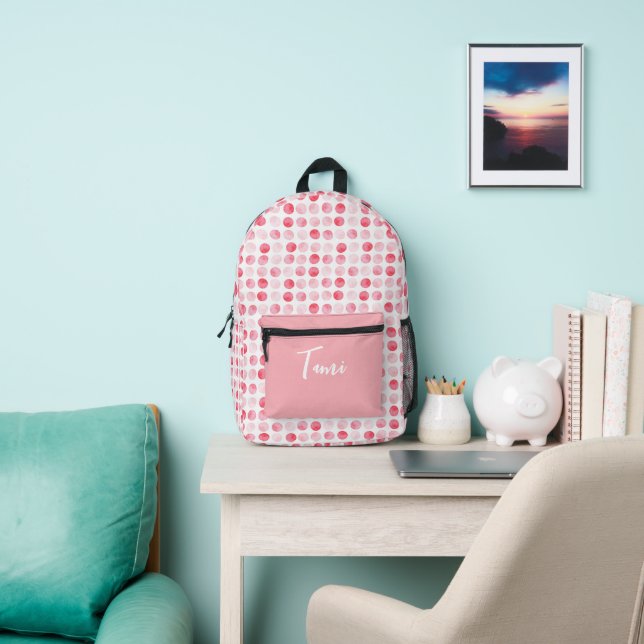 Pink Dots Personalized  Printed Backpack (Insitu)