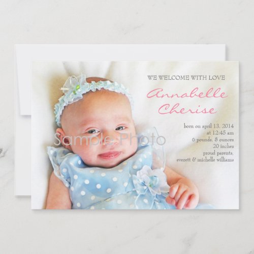 Pink Dots Photo Birth Announcement