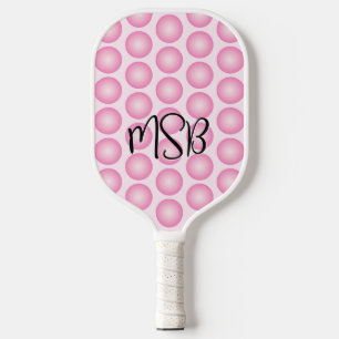 Pink Dots Script Monogram Pickleball Paddle
