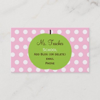 Pink Dots Teacher Business Cards by jgh96sbc at Zazzle