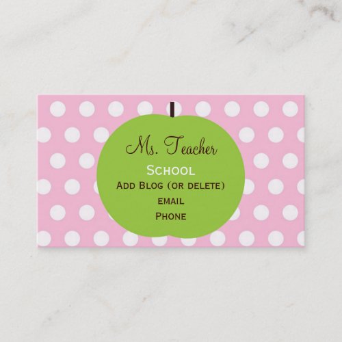 Pink Dots Teacher Business Cards