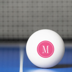 Pink Dotted Circle Monogram Personalized Ping Pong Ball
