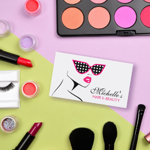 Pink dotted sunglasses hair and beauty make up business card