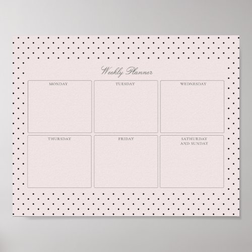 Pink dotted weekly planner printable poster