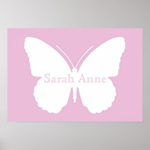 Pink Dotty Butterfly Poster