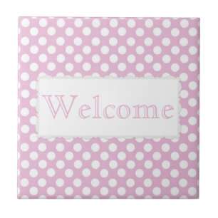 Pink Dotty Polka Dot Ceramic Tile