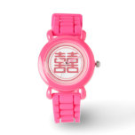 Pink Double Happiness - Round Watch at Zazzle