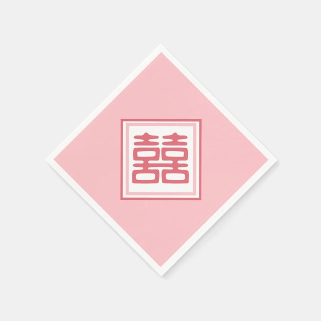 Pink Double Happiness - Square Napkins (Corner)