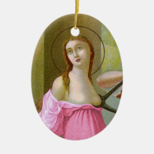 Pink Double Image St Agatha M 003 Ceramic Ornament