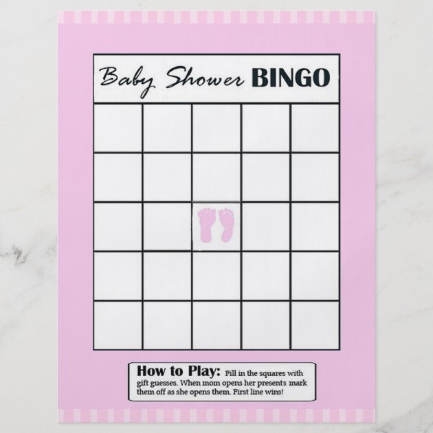 Pink Double Sided Baby Shower Game BINGO/Daddy Flyer