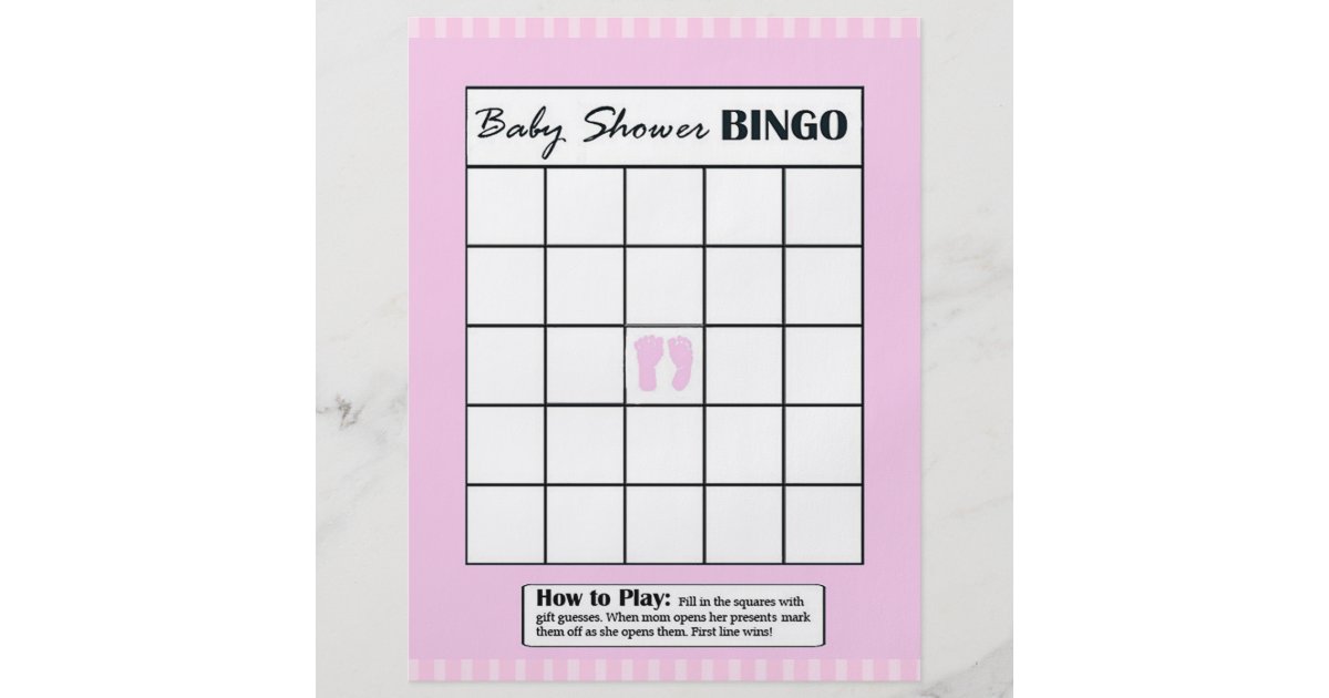 Pink Double Sided Baby Shower Game Bingo Daddy Flyer