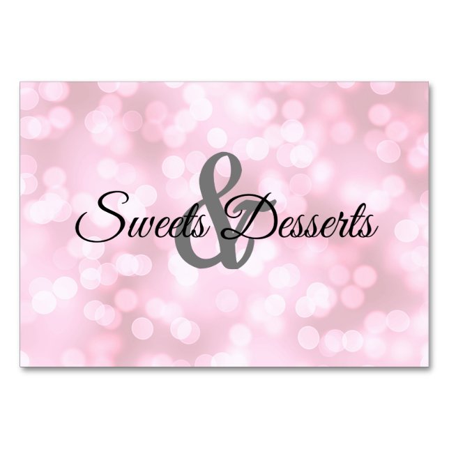 Pink double sided Sweets Wedding Table Sign Table Number (Front)