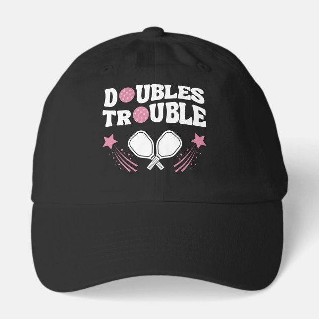 Pink Doubles Trouble Pickleball Partner Tournament Hat (Front)