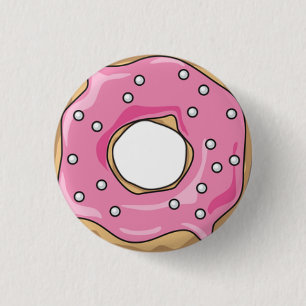 Pink Doughnut Button