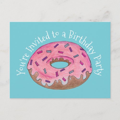 Pink Doughnut Donut Birthday Party Invitation