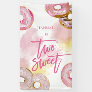 Pink Doughnut Two Sweet 2nd Birthday Banner