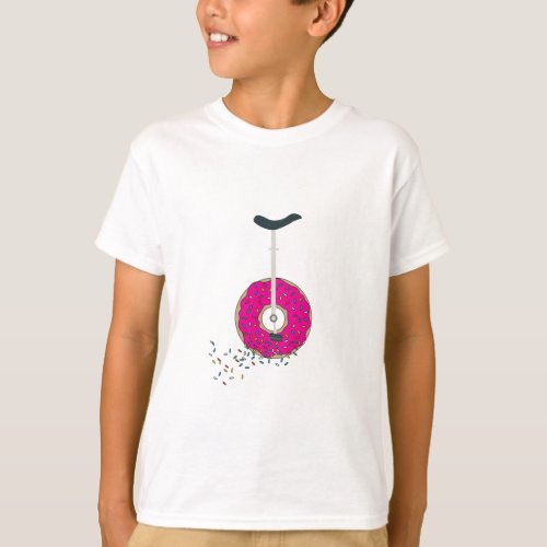 Pink Doughnut Wheel Unicycle Colorful Sprinkles T_Shirt