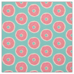 Pink Doughnut with Sprinkles Pattern on Aqua Blue Fabric