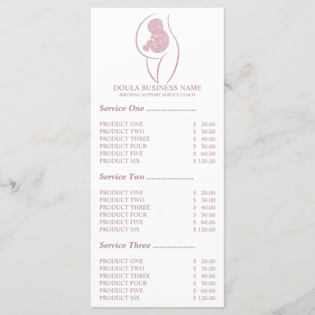 Pink Doula Pregnancy Nurse Menu