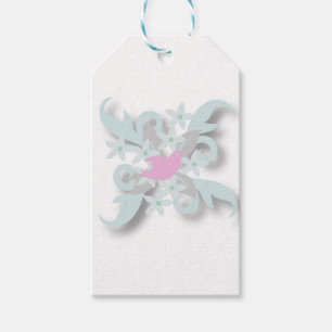 Pink Dove and Silver Leaves Gift Tags