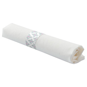 Pink Dove and Silver Leaves Napkin Bands